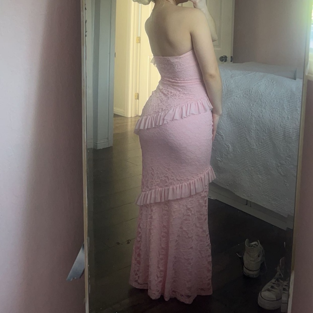 Oh Polly Blush Pink Strapless Dress